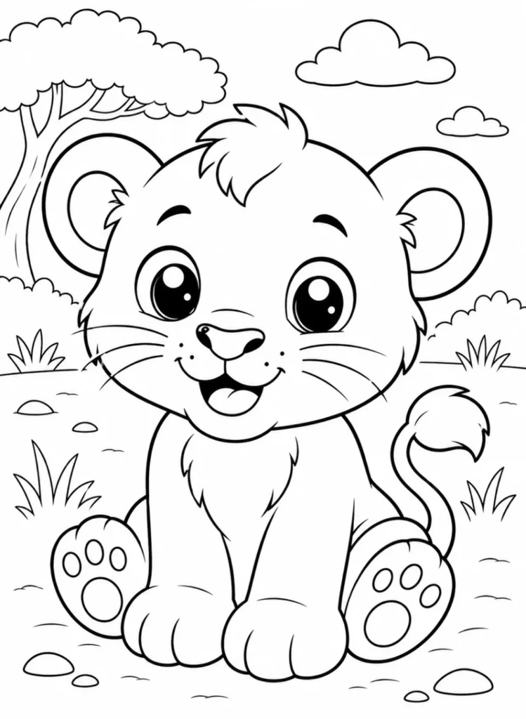 baby lion coloring page printable