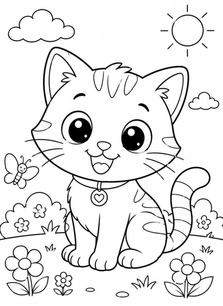 cartoon cat coloring page printable