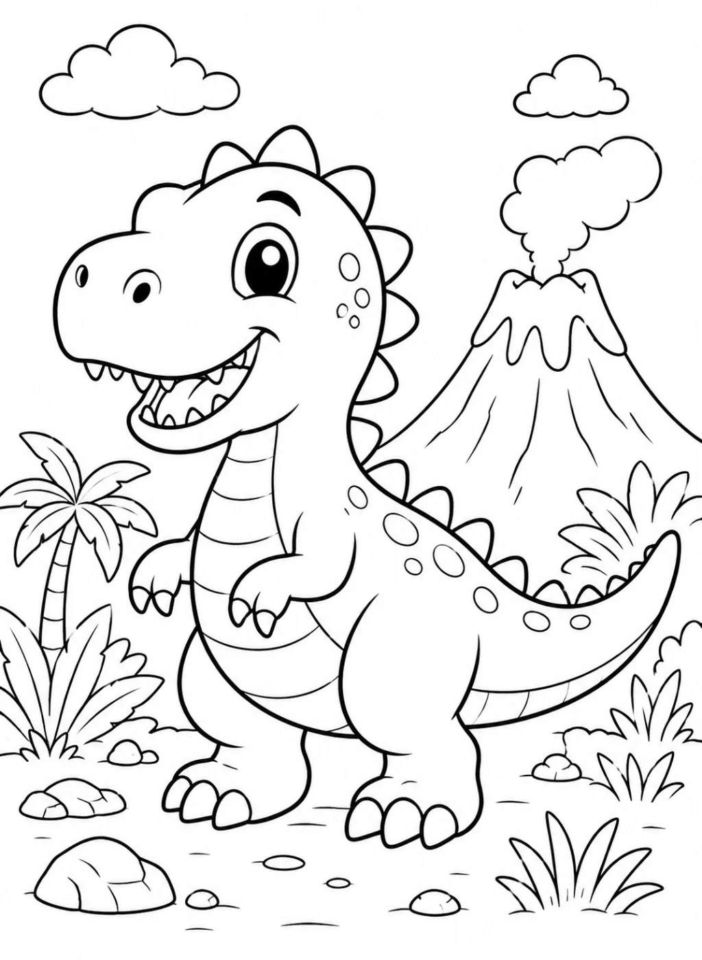 cartoon dinosaur coloring page printable