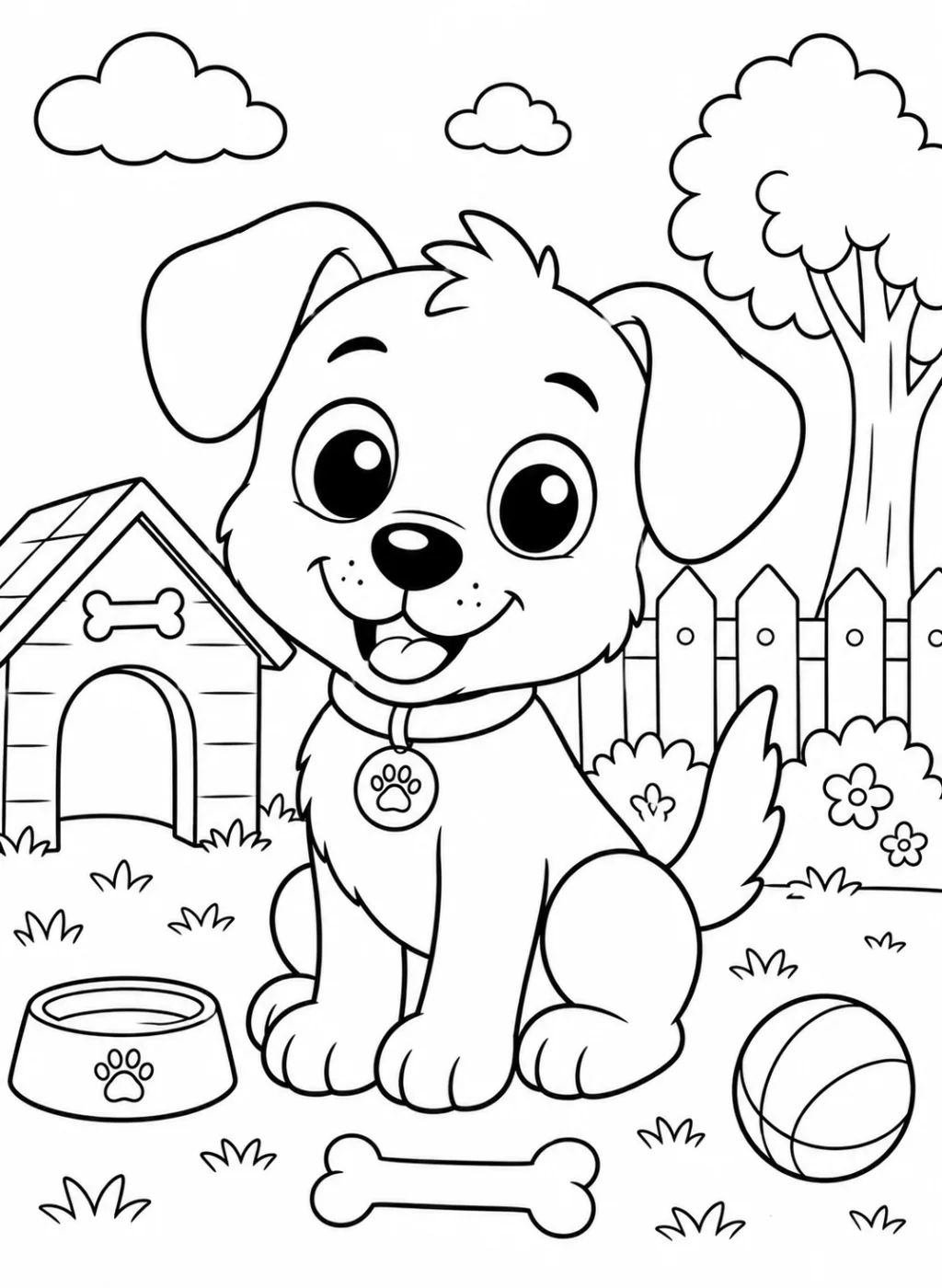 cartoon dog coloring page printable