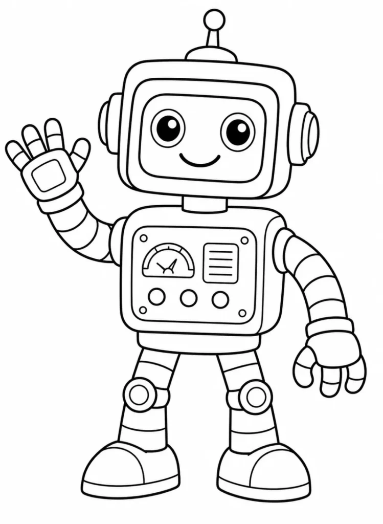 cartoon robot coloring page printable