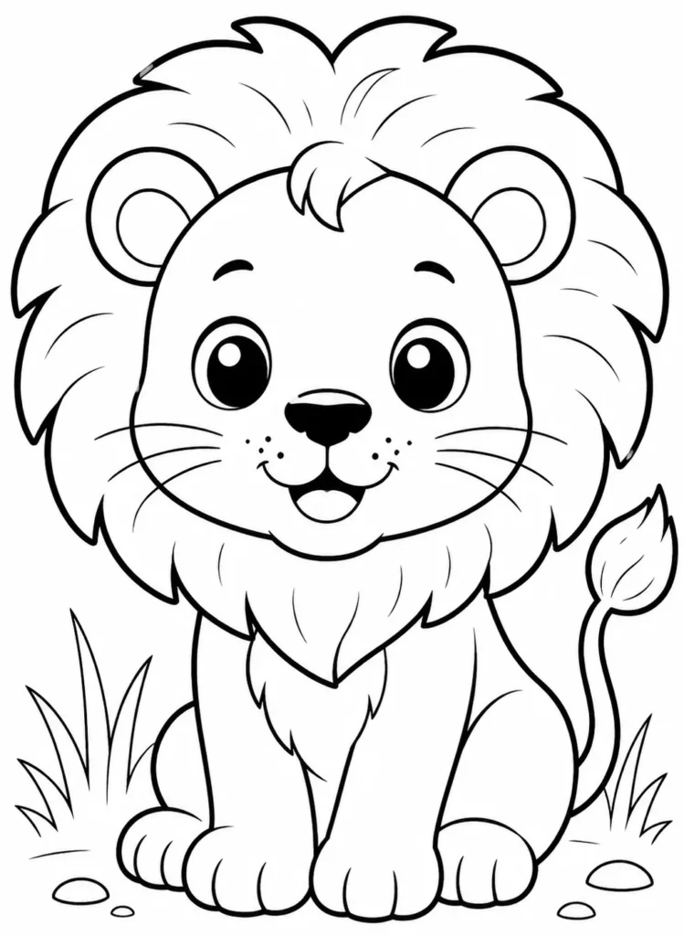 cute lion coloring page printable