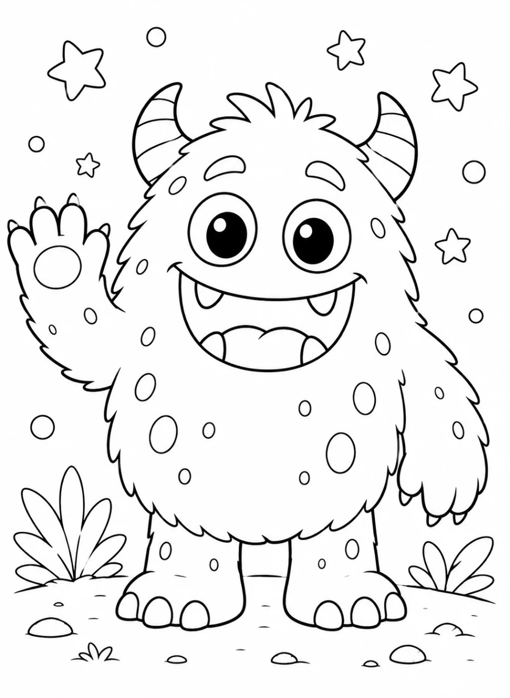 cute monster coloring page printable
