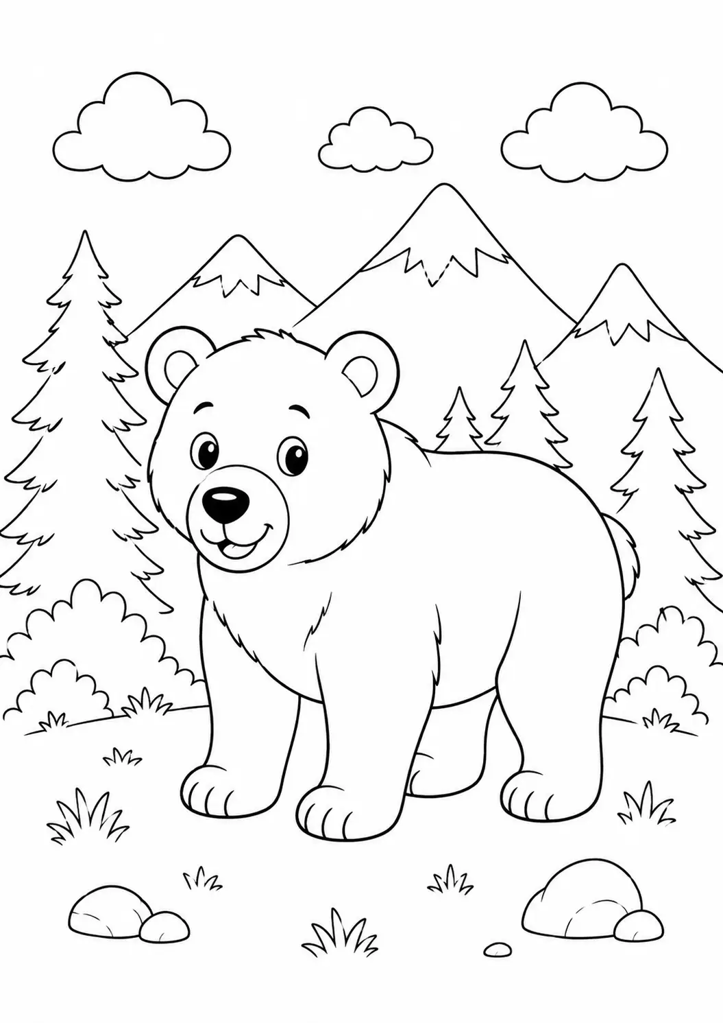 bear coloring page printable
