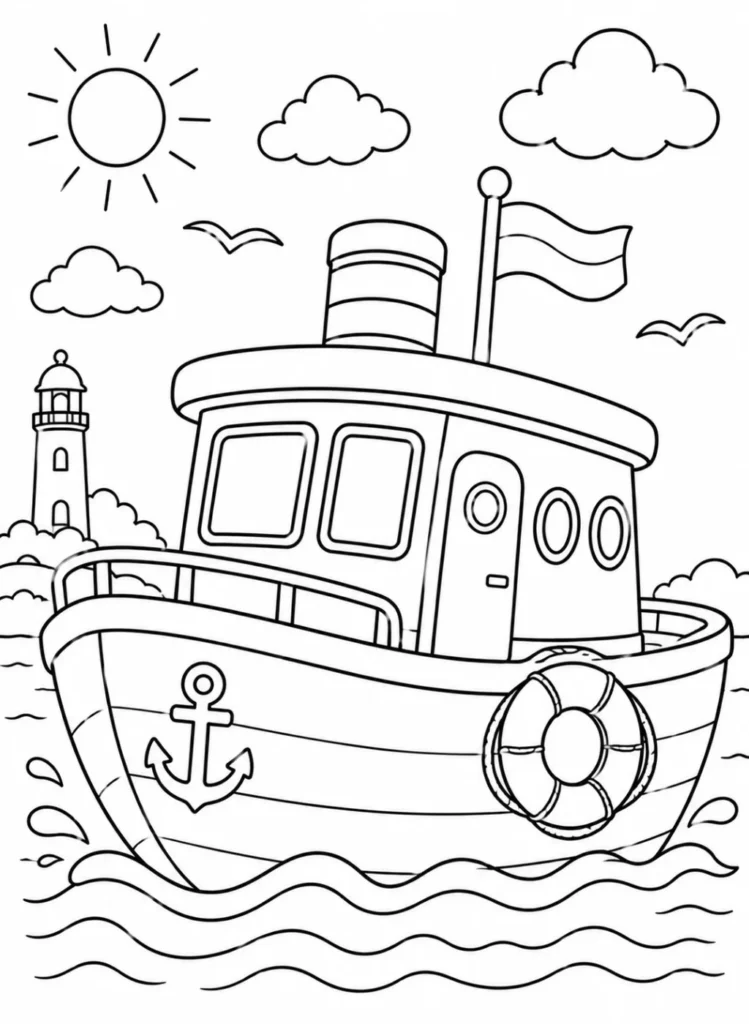 boat coloring page printable