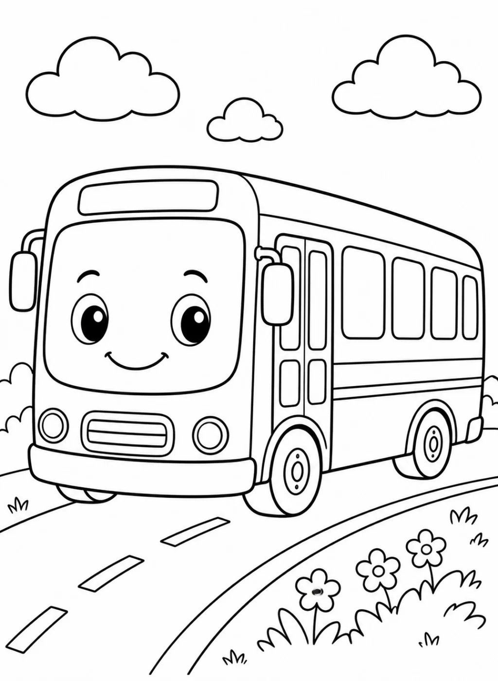 bus coloring page printable