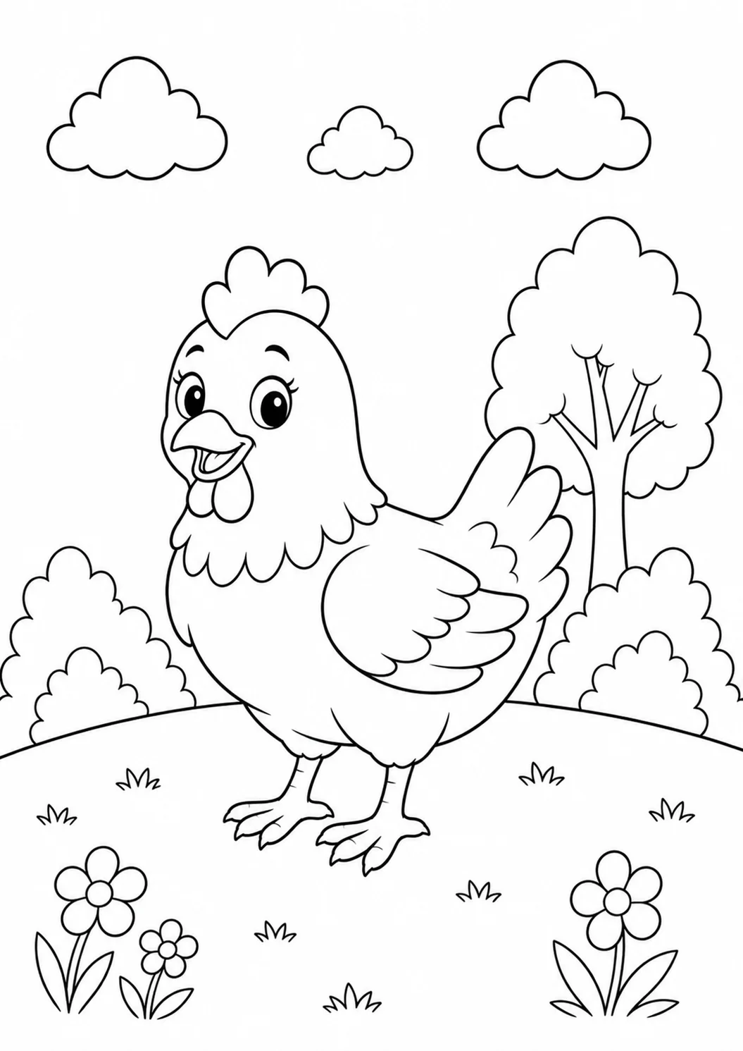 chicken coloring page printable