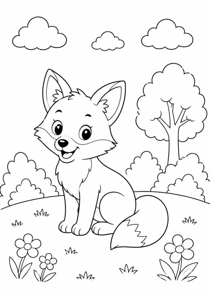 fox coloring page printable