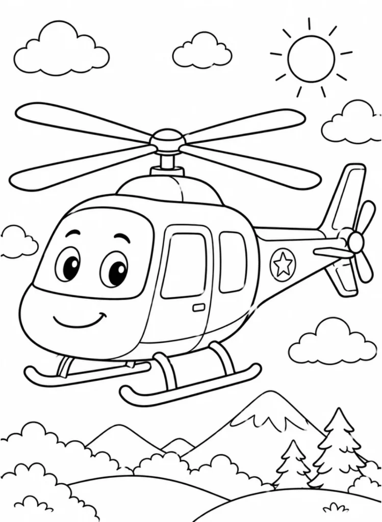 helicopter coloring page printable
