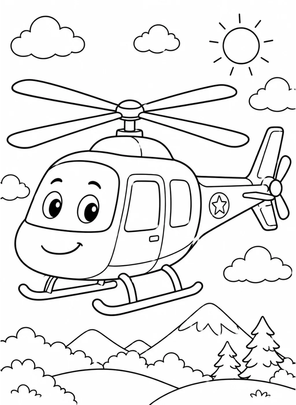 helicopter coloring page printable