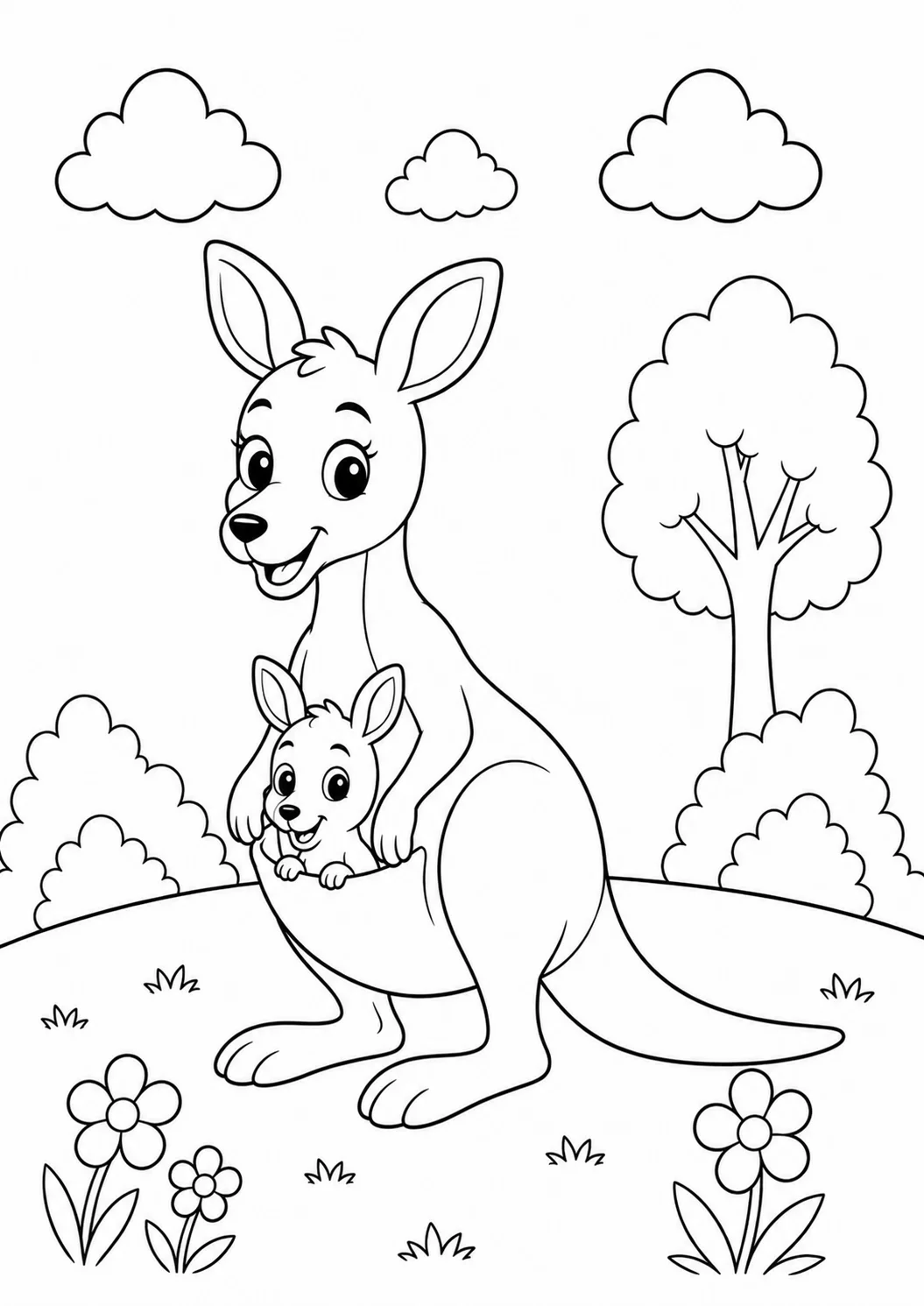 kangaroo coloring page printable
