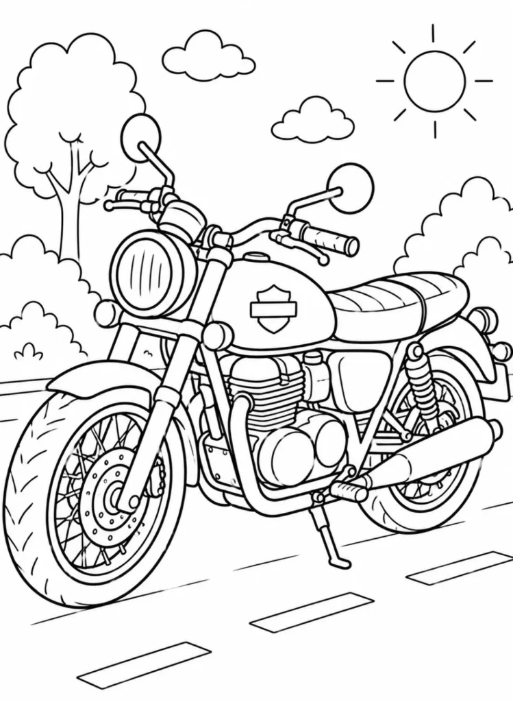 motorcycle coloring page printable