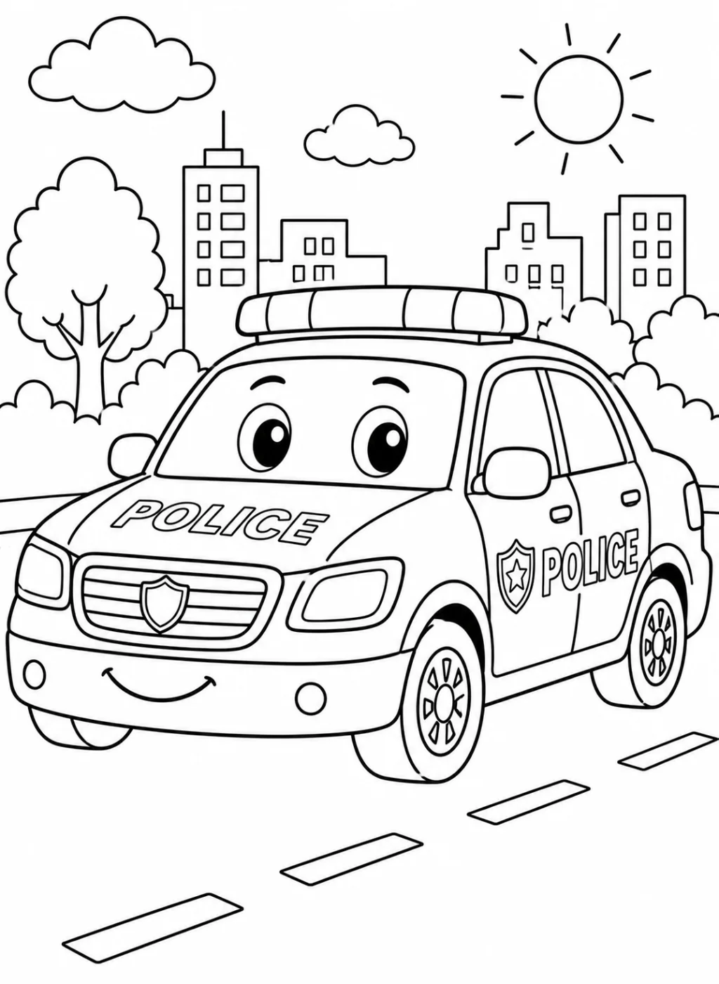 police car coloring page printable